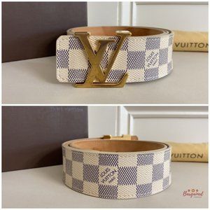 Louis Vuitton, Accessories, Louis Vuitton Cream Damier Azur Lv Belt